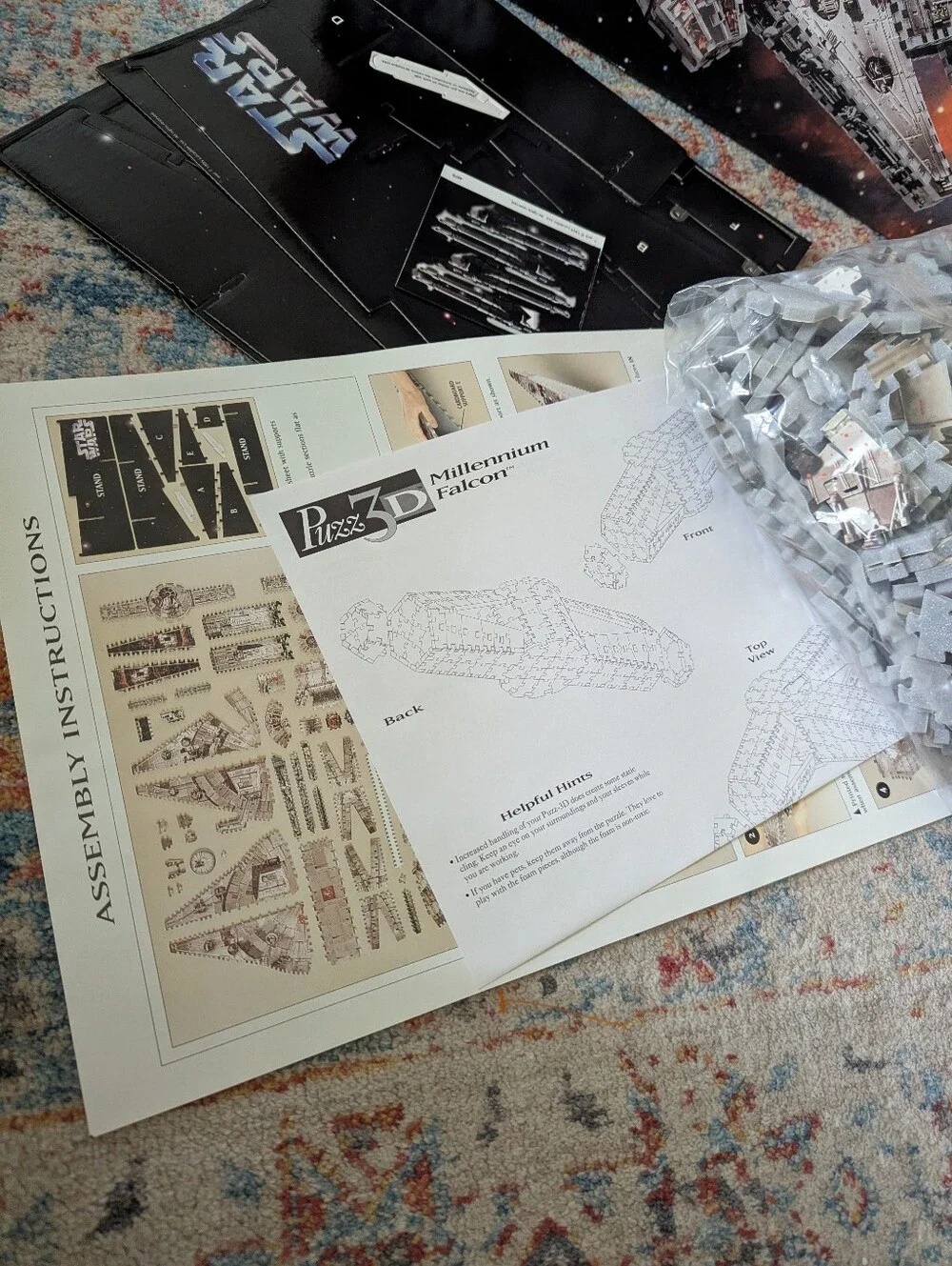 Star Wars Millennium Falcon Puzz 3D Puzzle 1995 Milton Bradley 857 Pcs Unopened